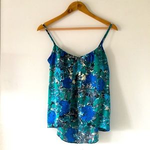Silky floral spaghettini strap tank